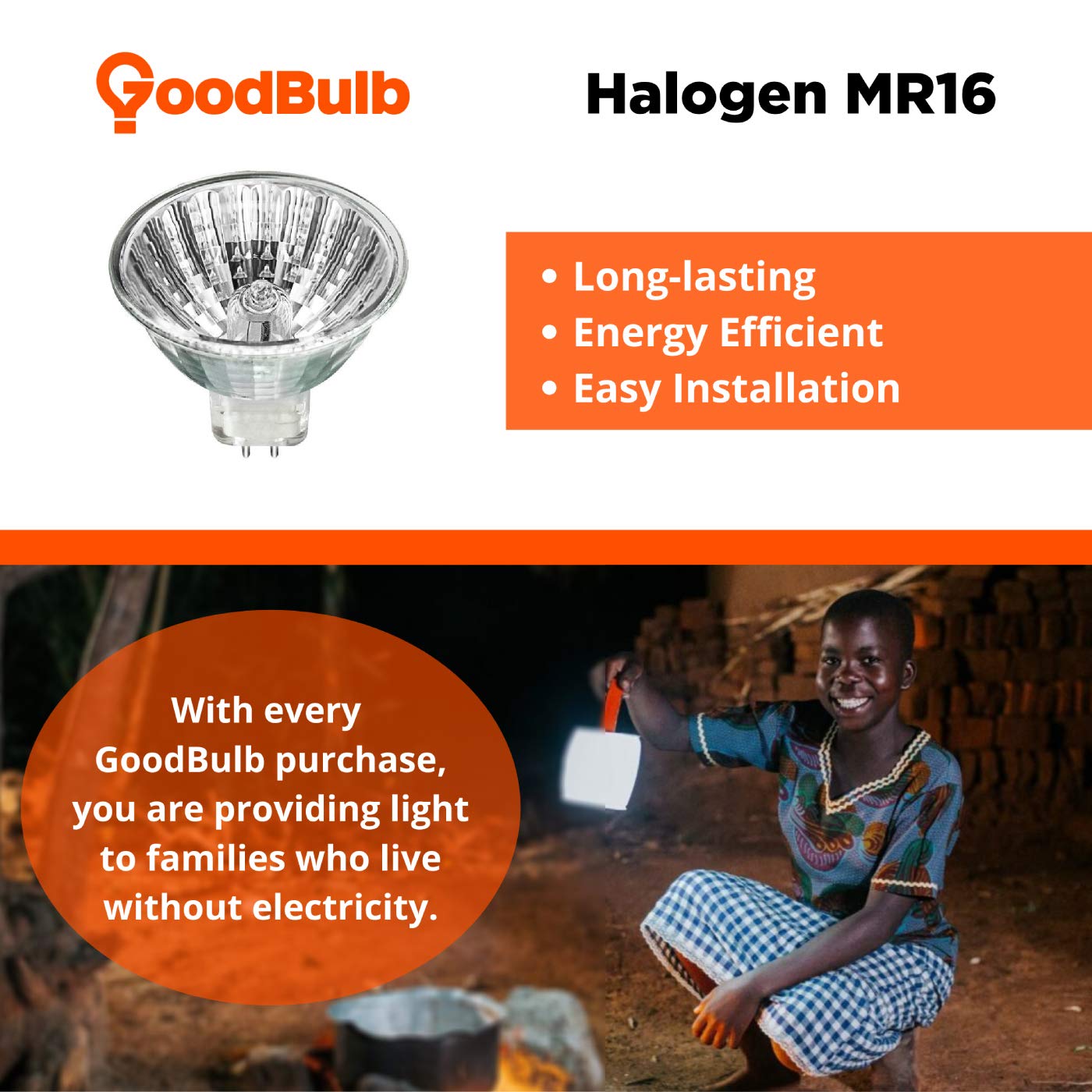 GoodBulb 65 Watt Halogen MR16 Light Bulb 65W GU5.3 Base 12V ANSI Code FPB High Output Halogen Light 3000K Soft White Light Color Clear Finish 2000