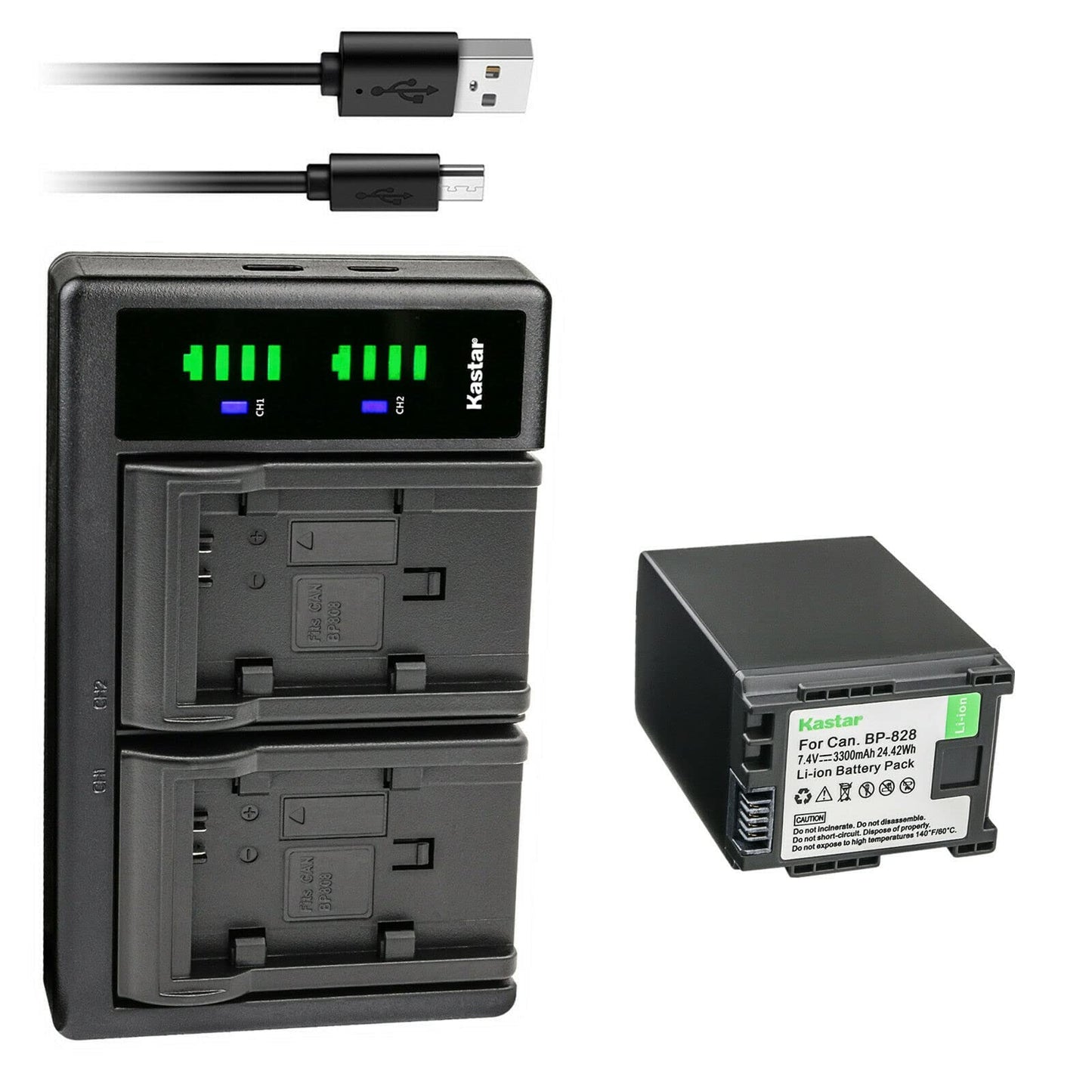 Kastar 1-Pack BP-828 BP828 Battery and LTD2 USB Charger Replacement for Canon XF400 XF405 XA10 XA11 XA15 XA20 XA25 XA30 XA35 XA40 XA45 XA50 XA55 VIXIA