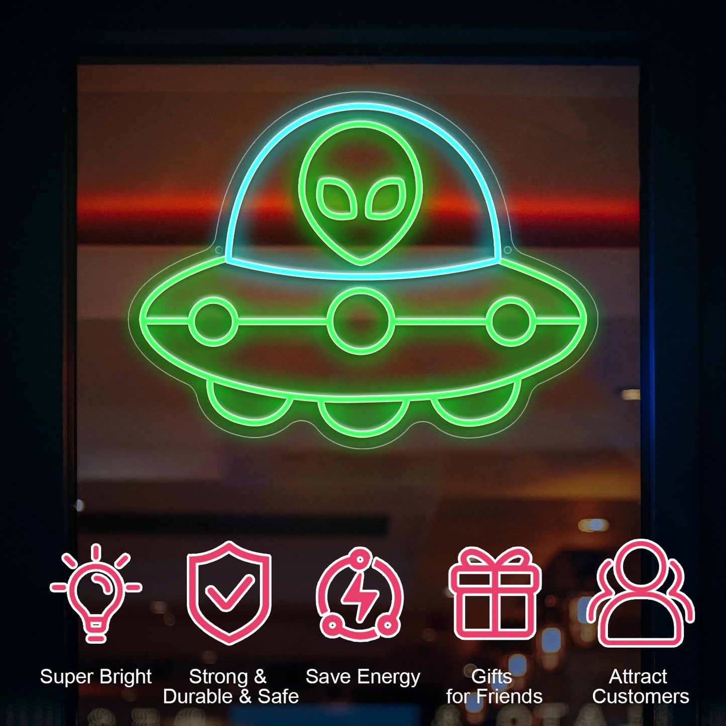 Alien Ship Neon Sign, Usb Powered Light Dimmable Led Signs For Wall Decor Light Up Signs For Bedroom Man Cave Game Room Bar Beer Pub Hip Hop Paryt