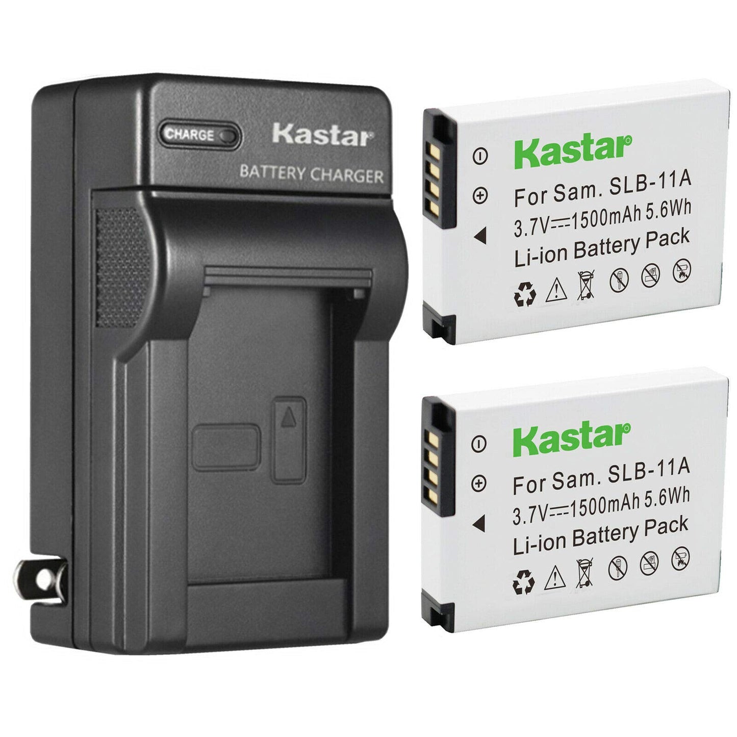 Kastar 2-Pack Battery and AC Wall Charger Replacement for Samsung SLB-11A SLB11A Battery, Samsung WB5000, WB5500, CL65, CL80, EX1, HZ25W, HZ30W
