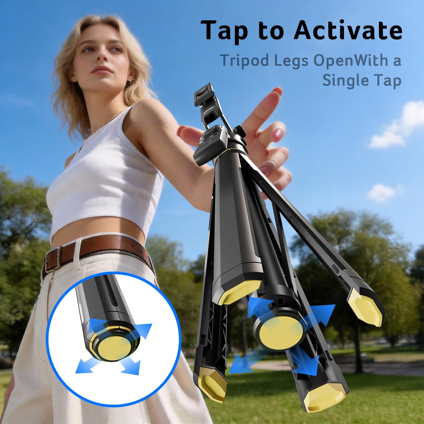 Acer Gadget Auto Face Tracking Tripod for iPhone - Gesture Control Detachable Mini Ring Light 64" 360 Degree AI Tracking Phone Tripod for Vlogging