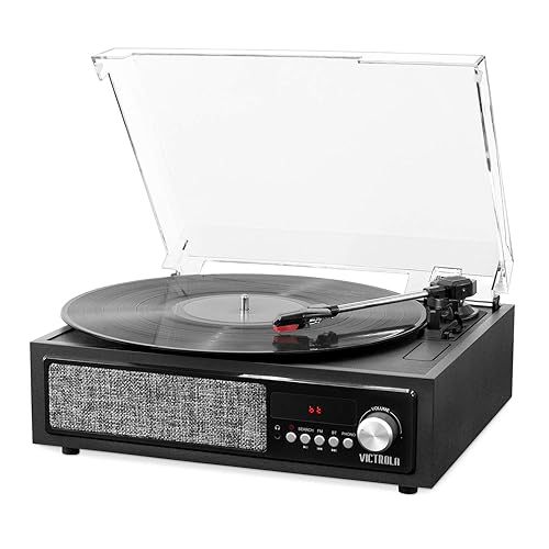 Victrola 3-in-1 Bluetooth Record Player with Built in Speakers and 3-Speed Turntable, Black (VTA-67)