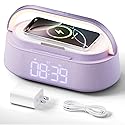 FREEFISH Bluetooth Speaker with Wireless Charger, FM Radio, Dimmer Night Light, Phone Holder, Wireless Charging Speakers for iPhone Samsung, Bedrooms