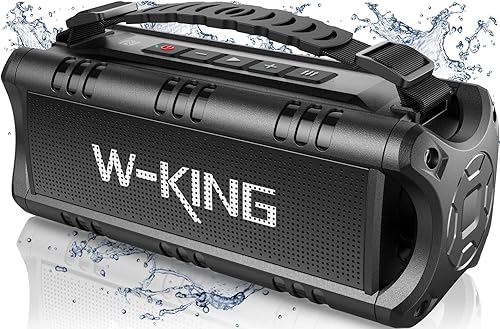 W-KING Portable Bluetooth Speakers Wireless, (60W Peak) 30W RMS IPX6 Waterproof Outdoor Loud Speaker Boombox, 24H, EQ, AUX, TF Card, USB Playback