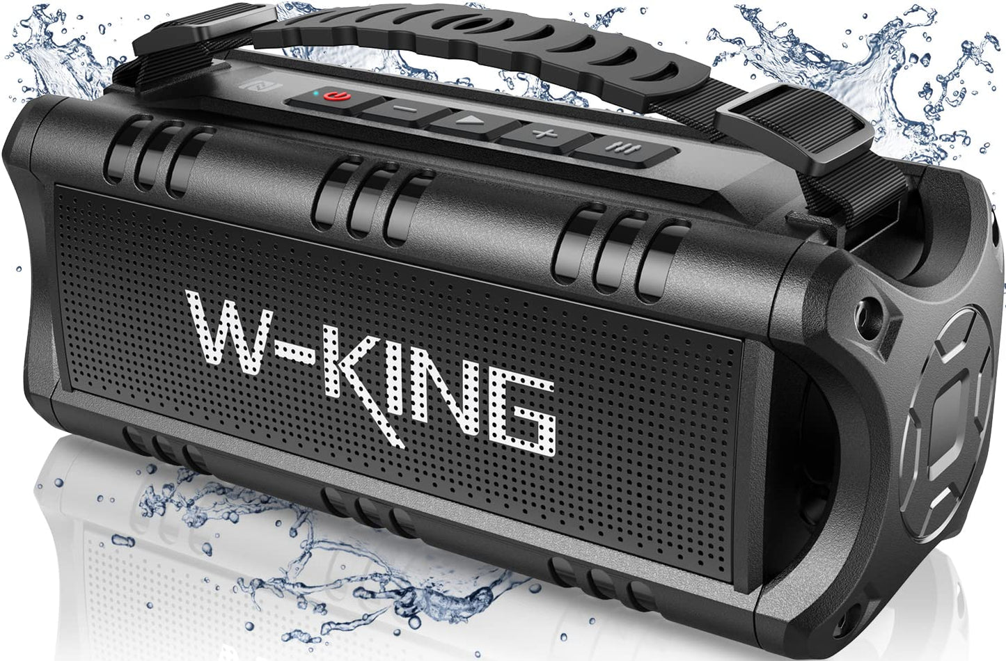 W-KING Portable Bluetooth Speakers Wireless, (60W Peak) 30W RMS IPX6 Waterproof Outdoor Loud Speaker Boombox, 24H, EQ, AUX, TF Card, USB Playback