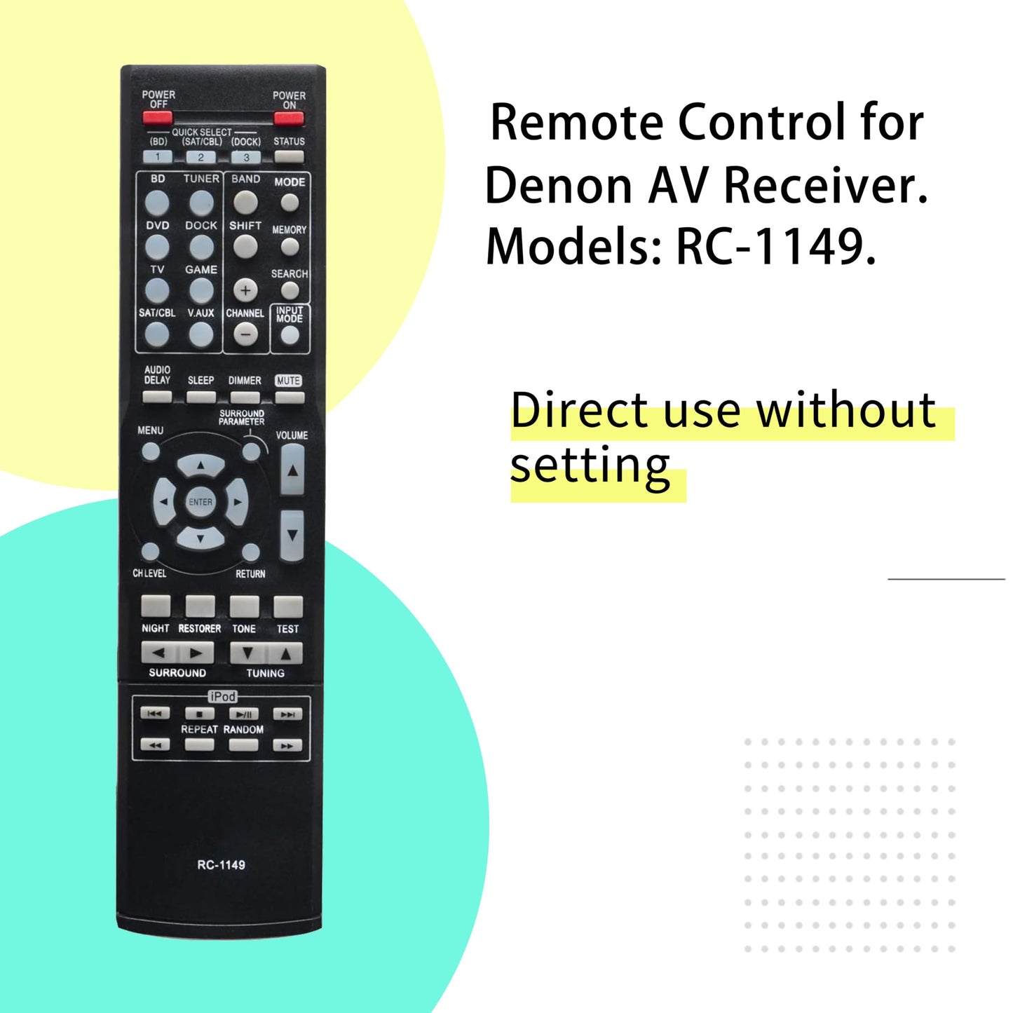 RC-1149 Replacement Remote Control for Denon AVR-391 DHT-391XP AVR-591 AVR-930 AVR-390 AVR-1311 AVR-1312 AV Receiver