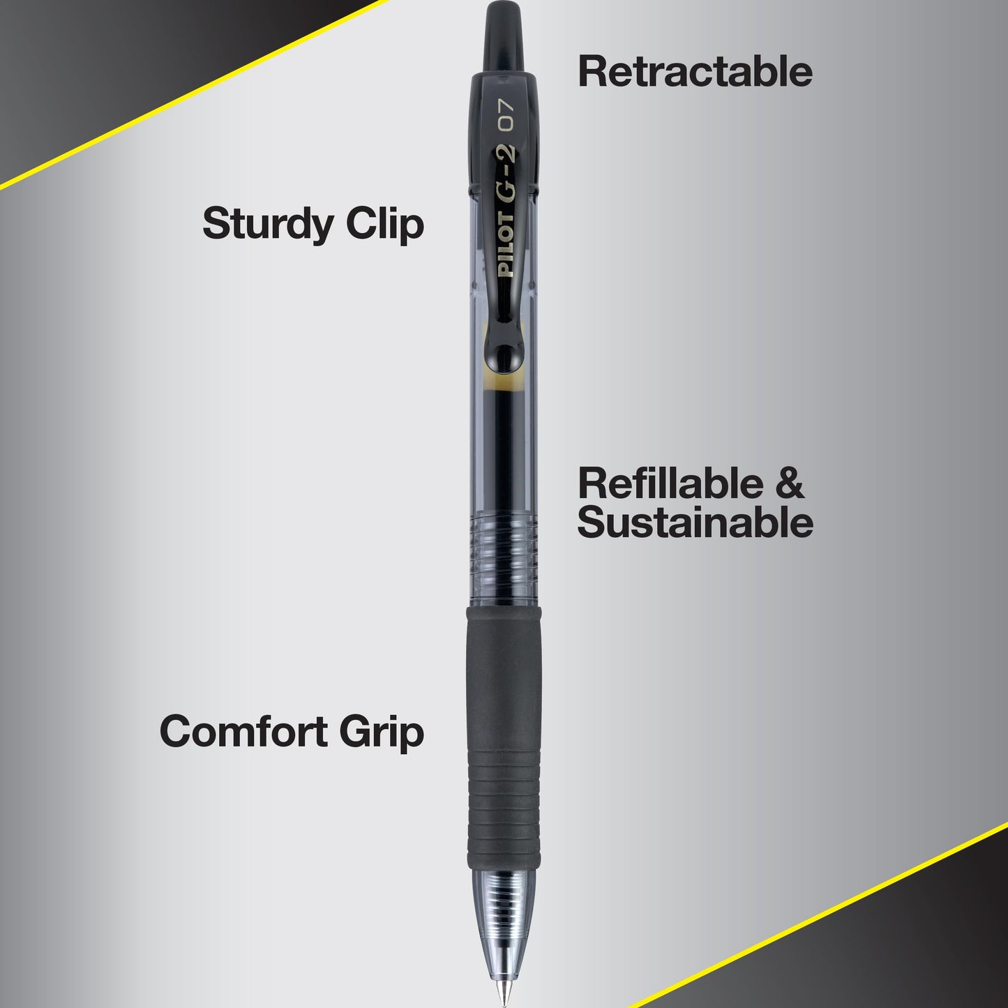 PILOT G2 Retractable Premium Gel Ink Roller Ball Pens Fine Point Black Ink Dozen Box (31020)