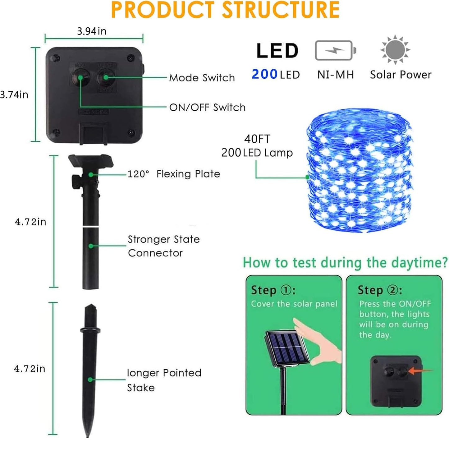 Solar String Lights Outdoor, 2-Pack 144FT 400 LED Solar Twinkle Lights for Outside Waterproof, Copper Wire 8 Lighting Modes Fairy Light for Garden