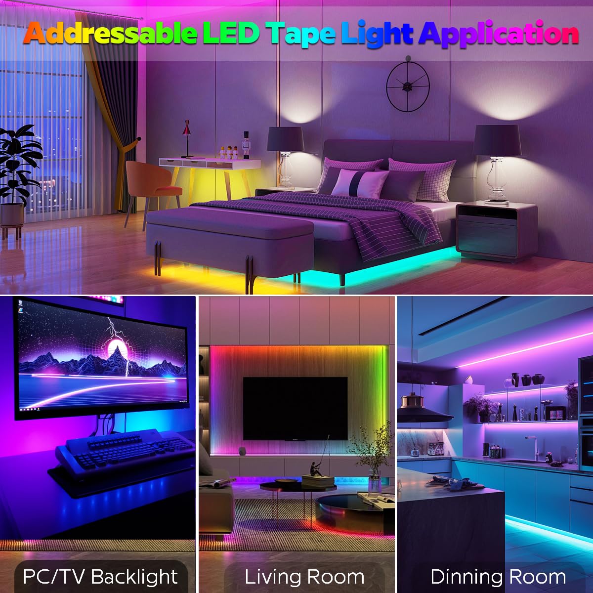 SLL HUT WS2815 RGBW 6000K Individually Addressable LED Strip 12V 60W, 16.4Ft/5M 300LEDs 300Pixels Programmable LED Lights Redundant Signals (RGB+6000K