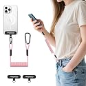 MoKo Anti-Theft Phone Tether Leash Harness, Retractable Phone Lanyard Strap with Carabiner Clip for Outdoor Hiking Skiing Fishing Kayaking, Fits