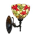 Msrzuds Tiffany Stained Glass Wall Sconce Lamp 8" Maple Leaf Floral Shade Decoration Wall Mount Light for Living Hallway Corridor Stairs Housewarming