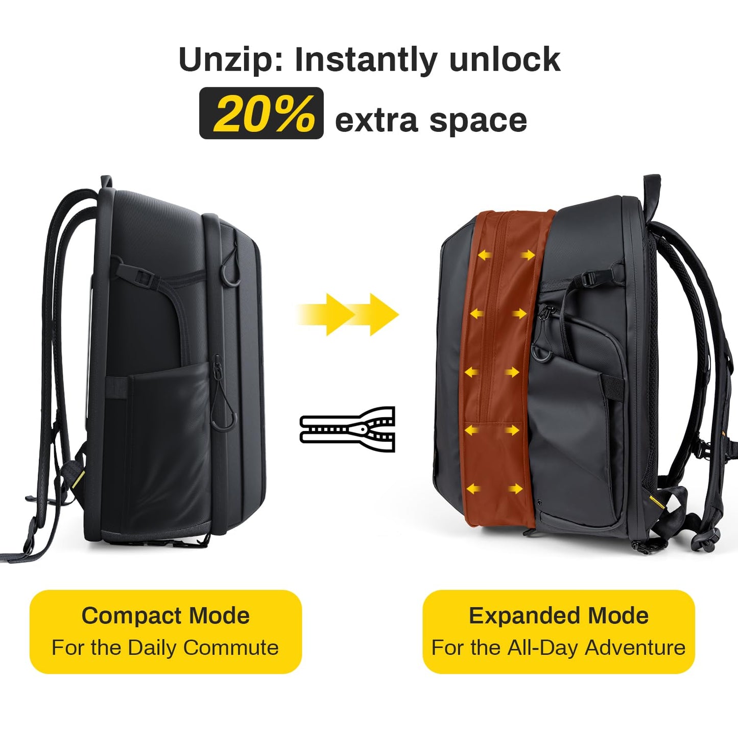 RaLeno Camera Backpack Bag, 22L+5L (Expandable Compartment) Waterproof Camera Case with Quick-Access Side Pocket for DSLR SLR Mirrorless Camera