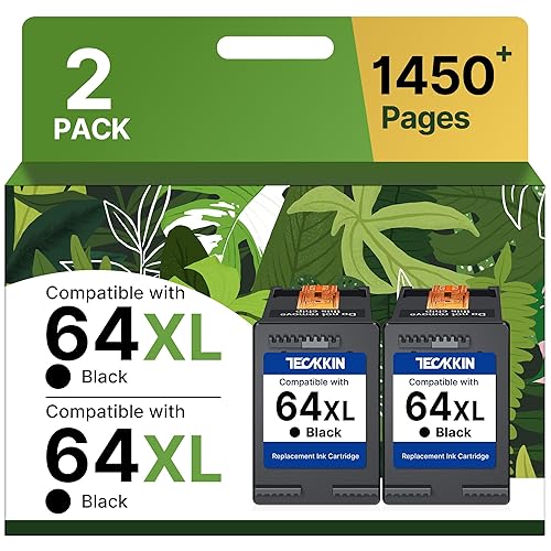 64 Ink Cartridge Replacement for HP 64XL Black Ink Cartridge for HP Ink 64 Work with HP Envy Photo 7855 7858 7864 6252 6255 7800 7100 7155 7158 Tango