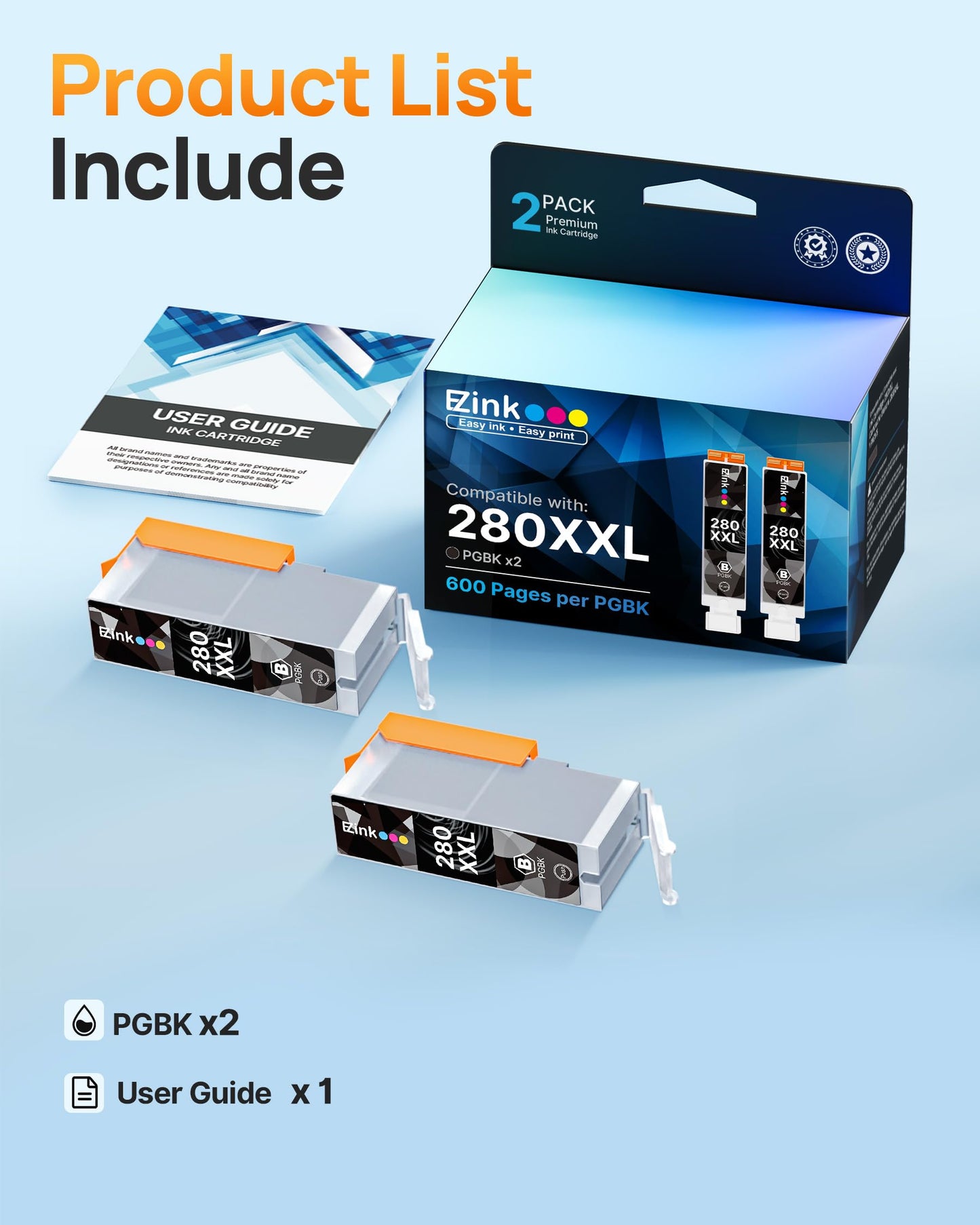 E-Z Ink tr8620a Ink Cartridges Compatible for Canon 280 PGBK 2 Pack 280 XXL