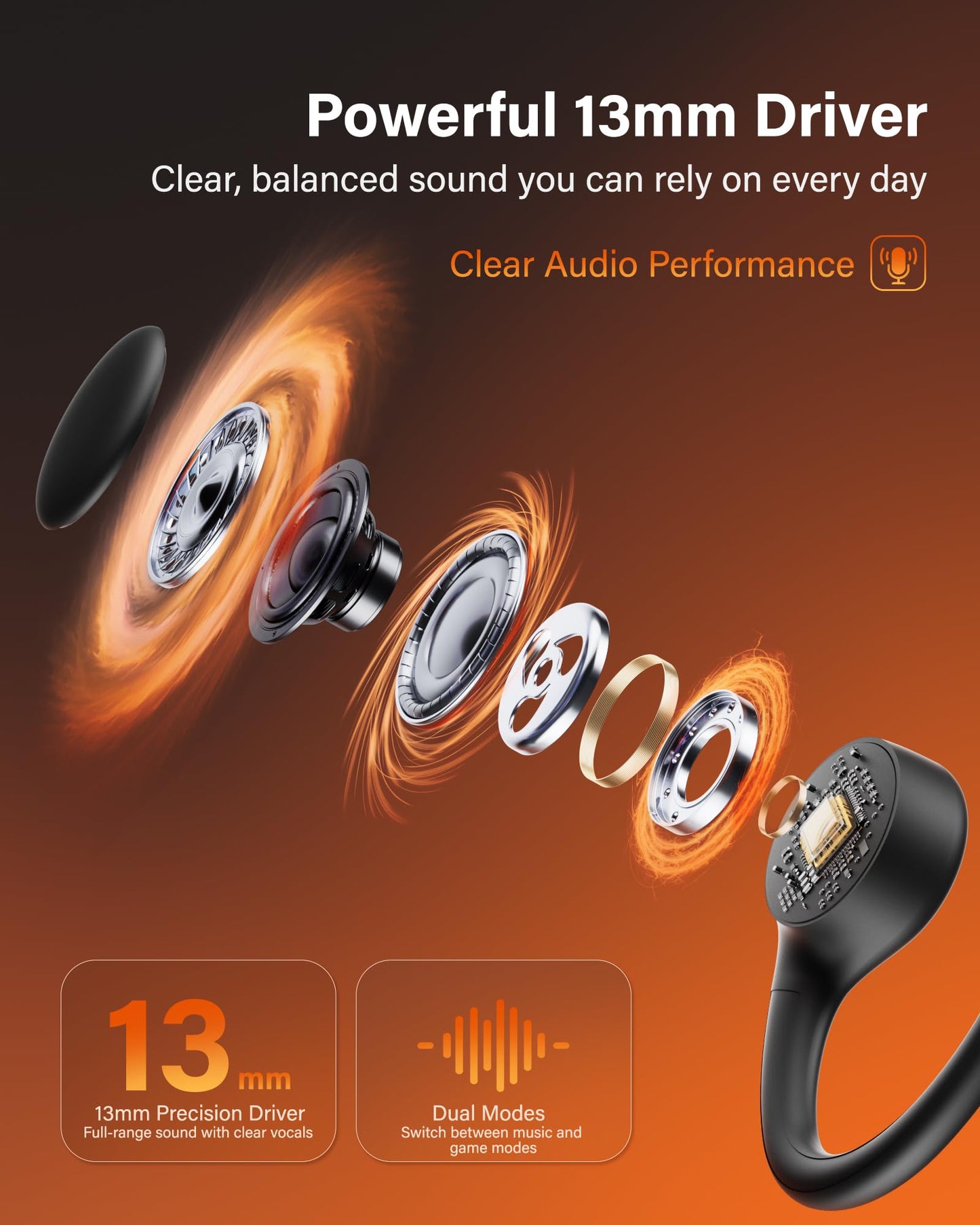 Bone Conduction Headphones Bluetooth 6.0 Open Ear Headphones with Mic, 12H Playtime Wireless Sports Headphones for Running, Cycling, Walking, Gym