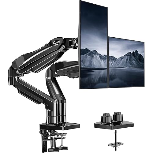 HUANUO Dual Monitor Stand, Fully Adjustable Gaming Monitor Desk Mount for 13-27? Computer Screens, Full Motion VESA 75x75/100x100 with C-Clamp
