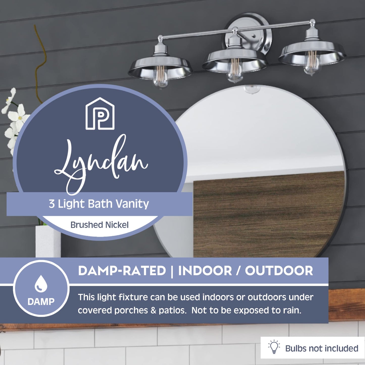 Prominence Home Lyndan 3 Light Brushed Nickel Industrial Bathroom Vanity - 51555-01