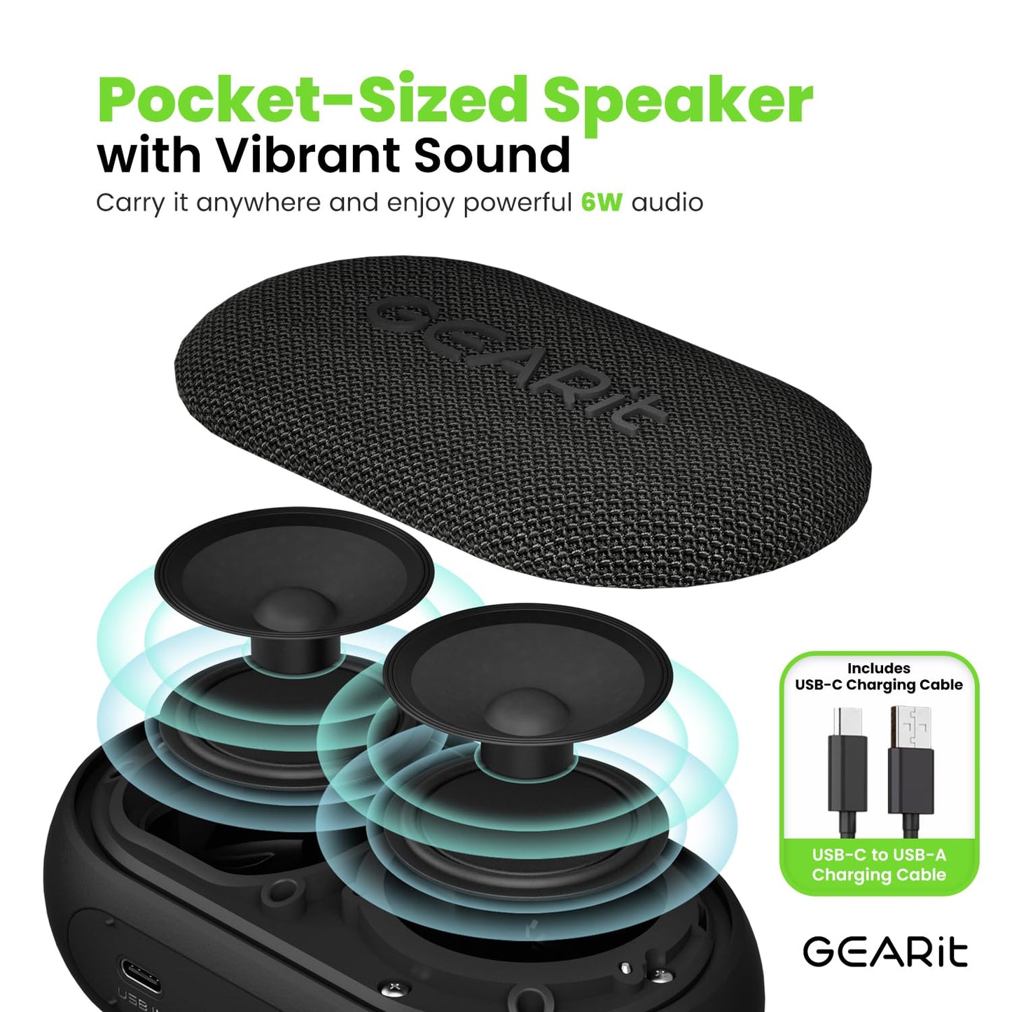 GEARit Golf Cart Magnetic Wireless Speaker | Portable Bluetooth Speaker | 16W Stereo Sound BT5.3 IPX6 Waterproof TWS Pairing RGB Light 5H Playtime