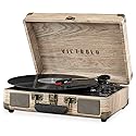 Victrola Journey Bluetooth Portable Suitcase Record Player - with Built-in Speakers, 3 Speed Vinyl Record Player, RCA Out, Headphone Jack (Oatmeal)