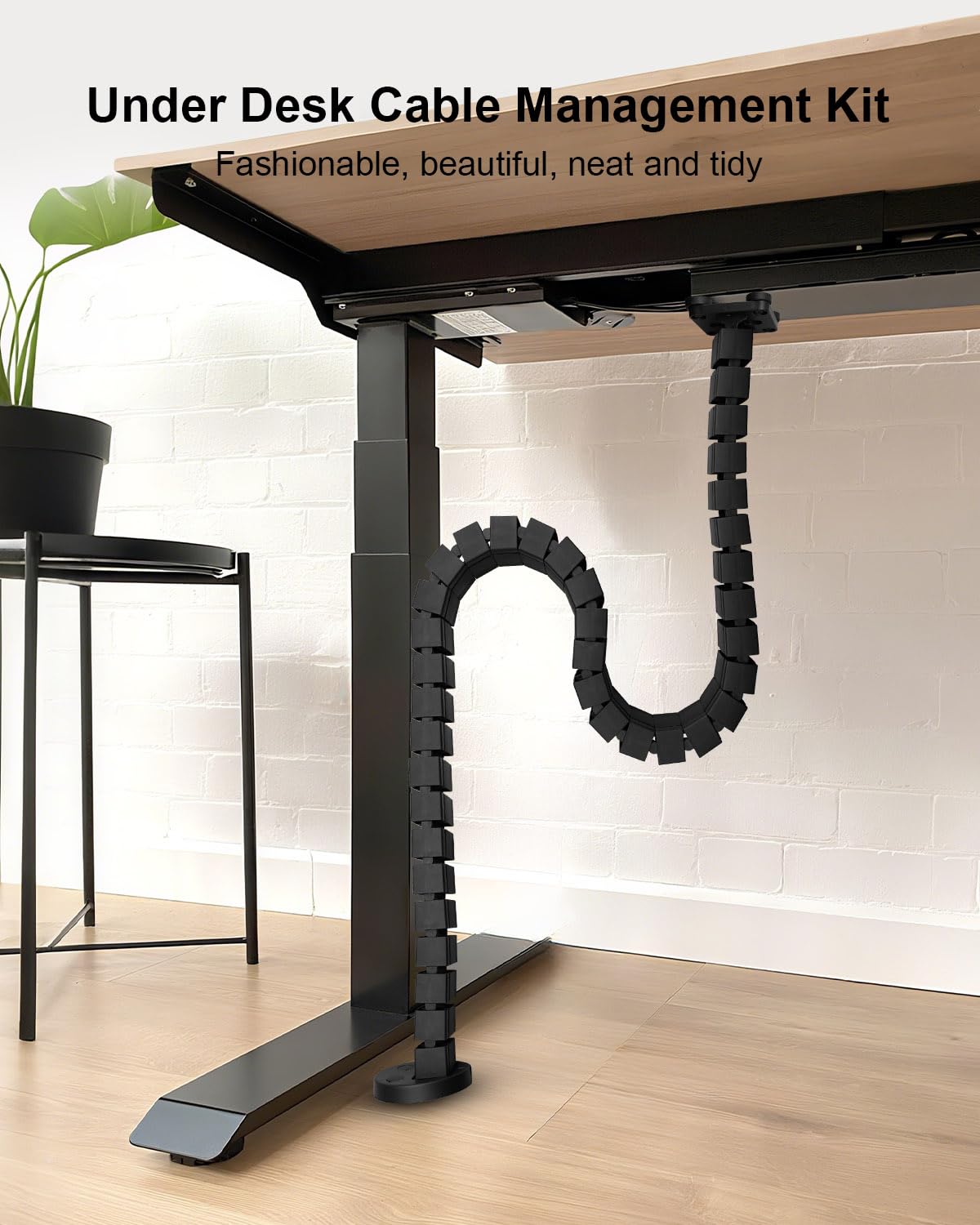 Under Desk Cable Management Vertebrae Fit for Sit Stand Desk Management, Magnetic Fixation Adjustable Length Cable Management Spinal, Flexible Chain