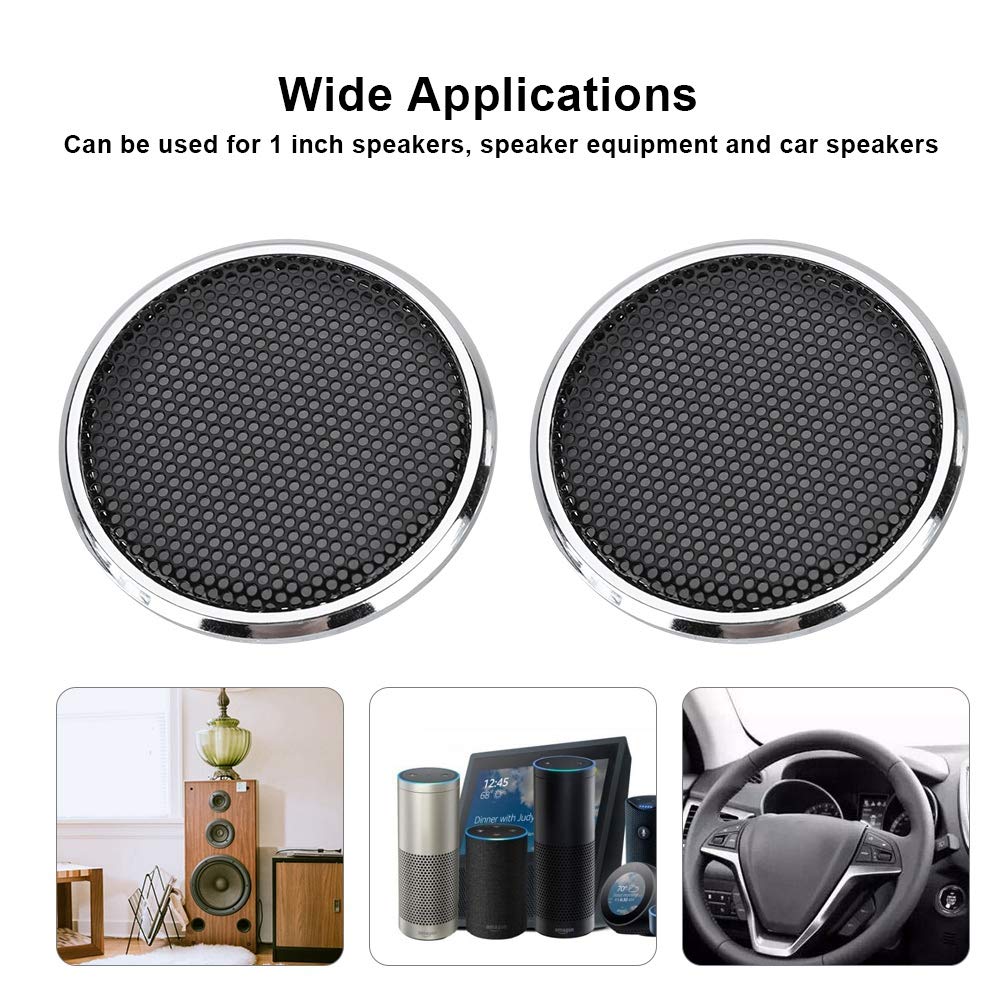 ASHATA Speaker Covers, 2 PCS 1 inch Audio Speakers Decoration Protective Grills Cover Steel mesh Case,Round