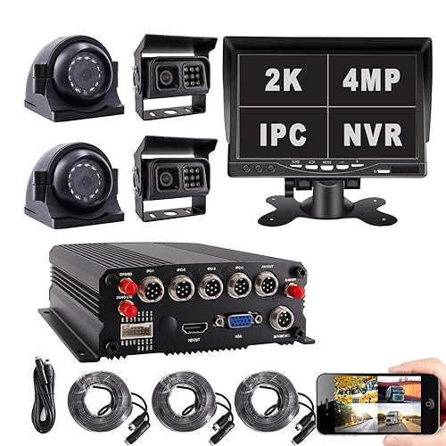 JOINLGO H.264/H.265 4G GPS WiFi Mobile Network NVR 2K 4MP IP Waterproof Camera System for Bus/Truck Fleet Management PC/APP Remote Real-time Monitor