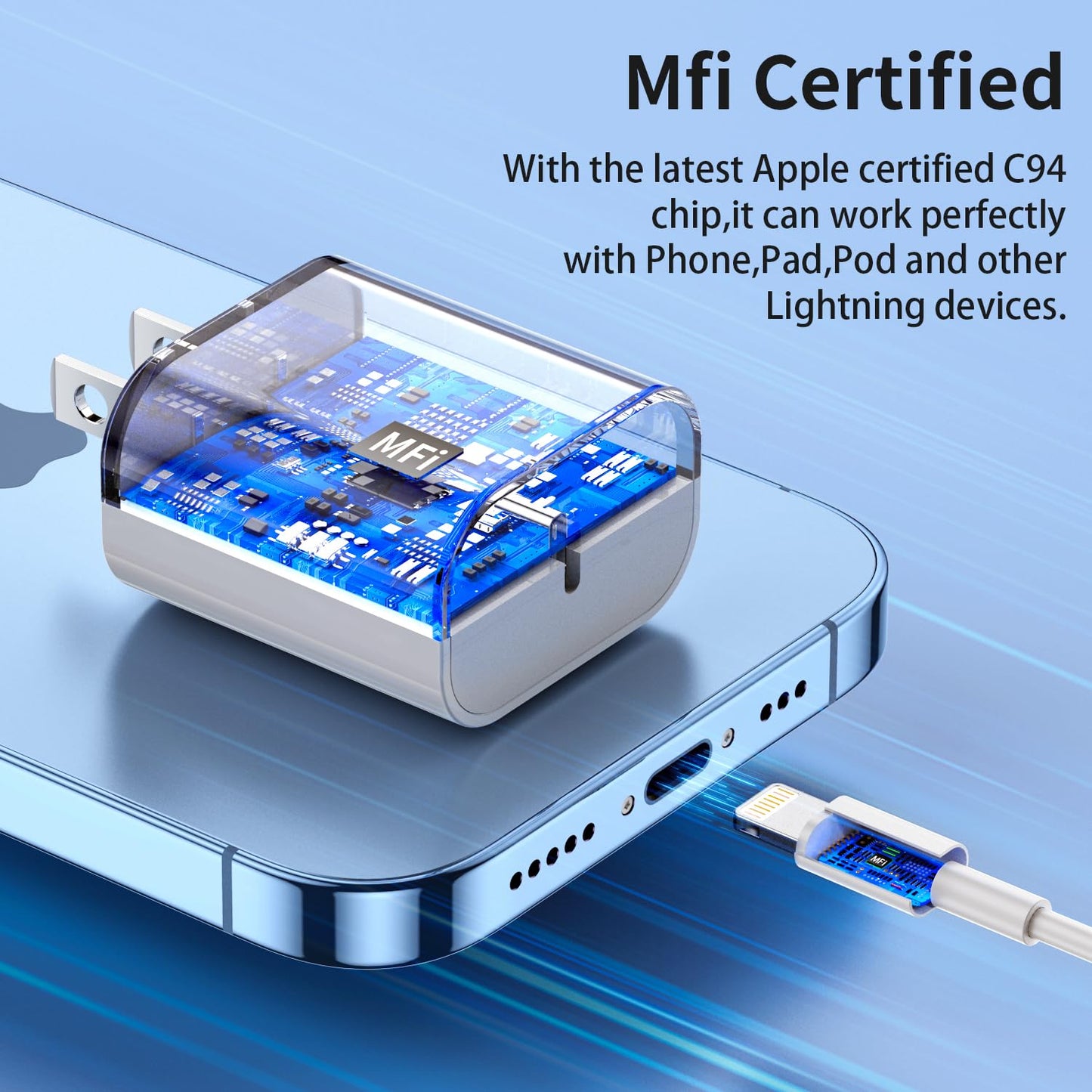iPhone Charger Fast Charging?MFi Certified?3 Pack 20W PD USB C Wall Charger 6FT Cable Fasting Charging Adapter Compatible with iPhone 14Pro/13