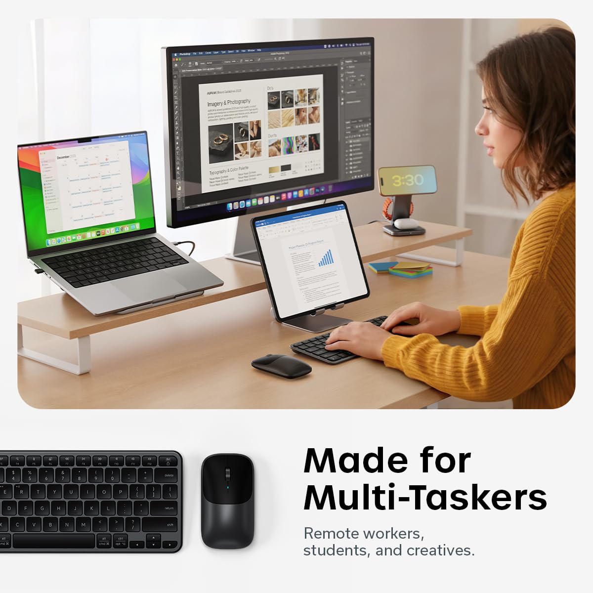 Satechi Slim CEX1 Wireless Keyboard & Mouse Combo, Bluetooth, Space Black