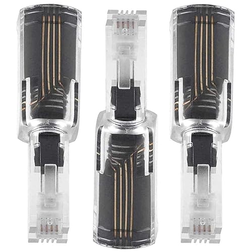 SELPONT AIMIJIA 360 Rotating Telephone Cord Detangler, Black, Compatible with RJ9 Telephone Line, 4PC4C, Prevents Tangling, Easy to Install