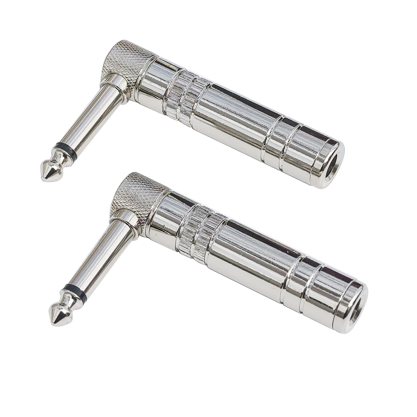 WJSTN Right Angle 1/4 TS Adapter, 6.35mm Male to Female Mono Audio Jack, 2 Pack (TS Male to TS Female)