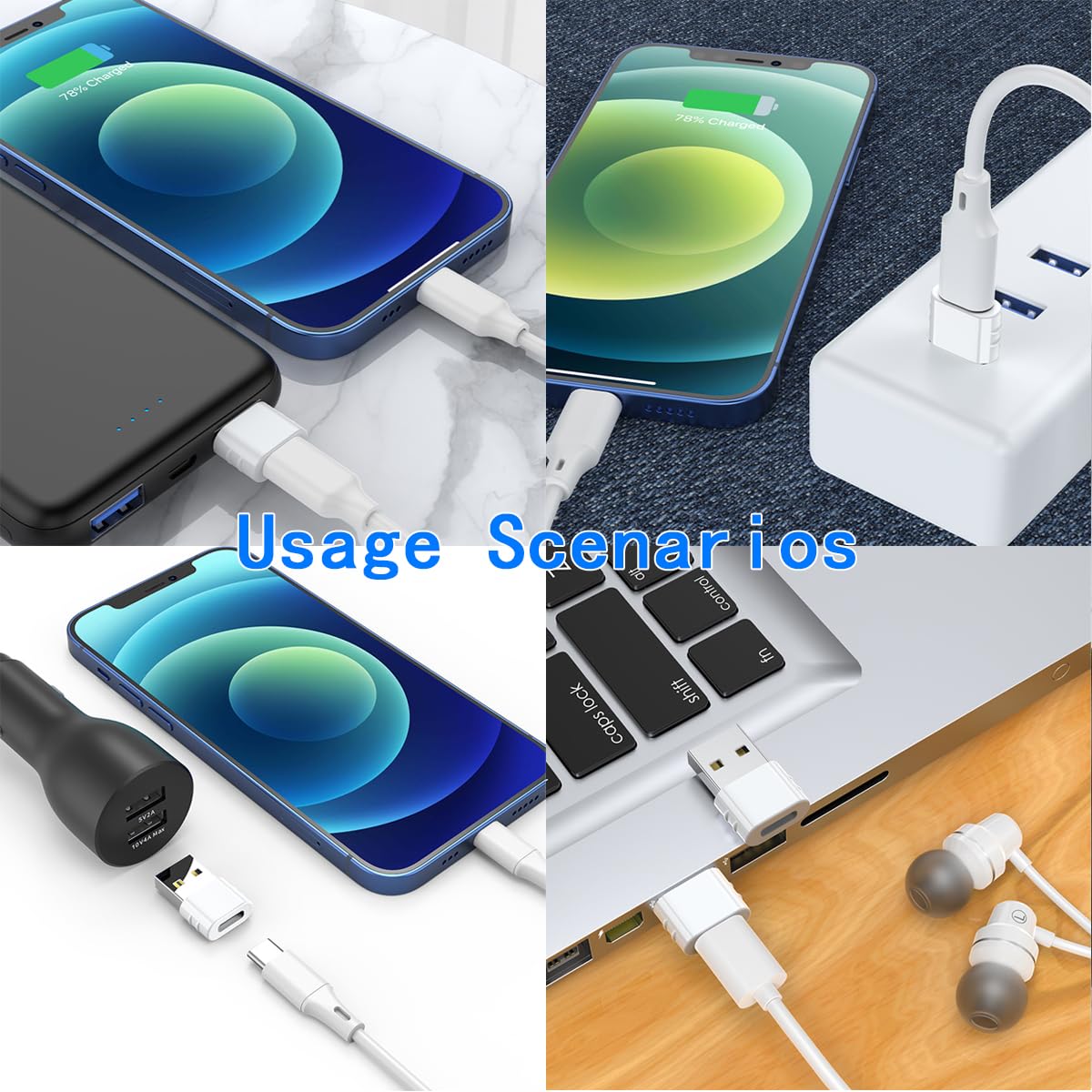 ZJKJHJY USB C Female to USB Male Adapter 8-Pack Type C to USB A Converter(White)