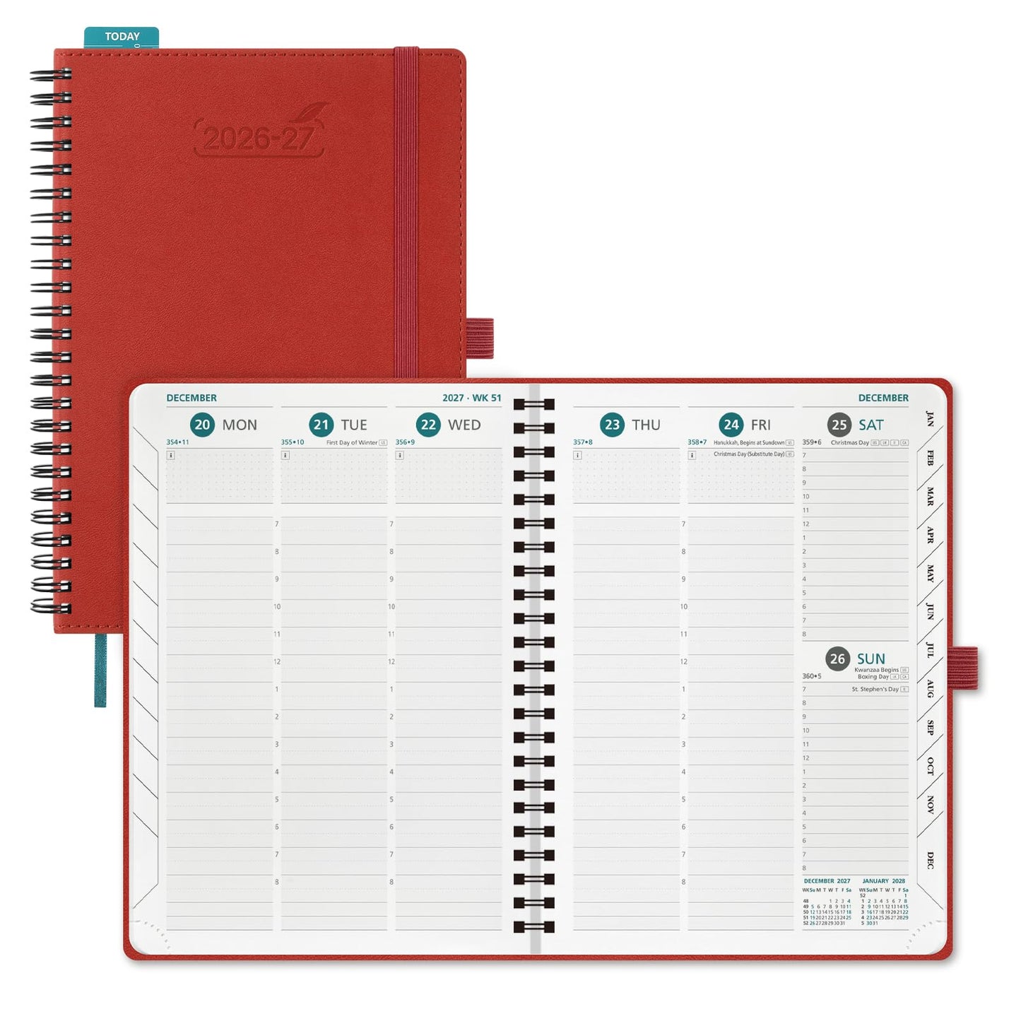 BEZEND Weekly Planner 2026-2027 (6" x 8.5") with Hourly Timeslots (Jul 26-Dec 27) 18 Months Academic Calendar & Monthly Tabs, for Students, Work