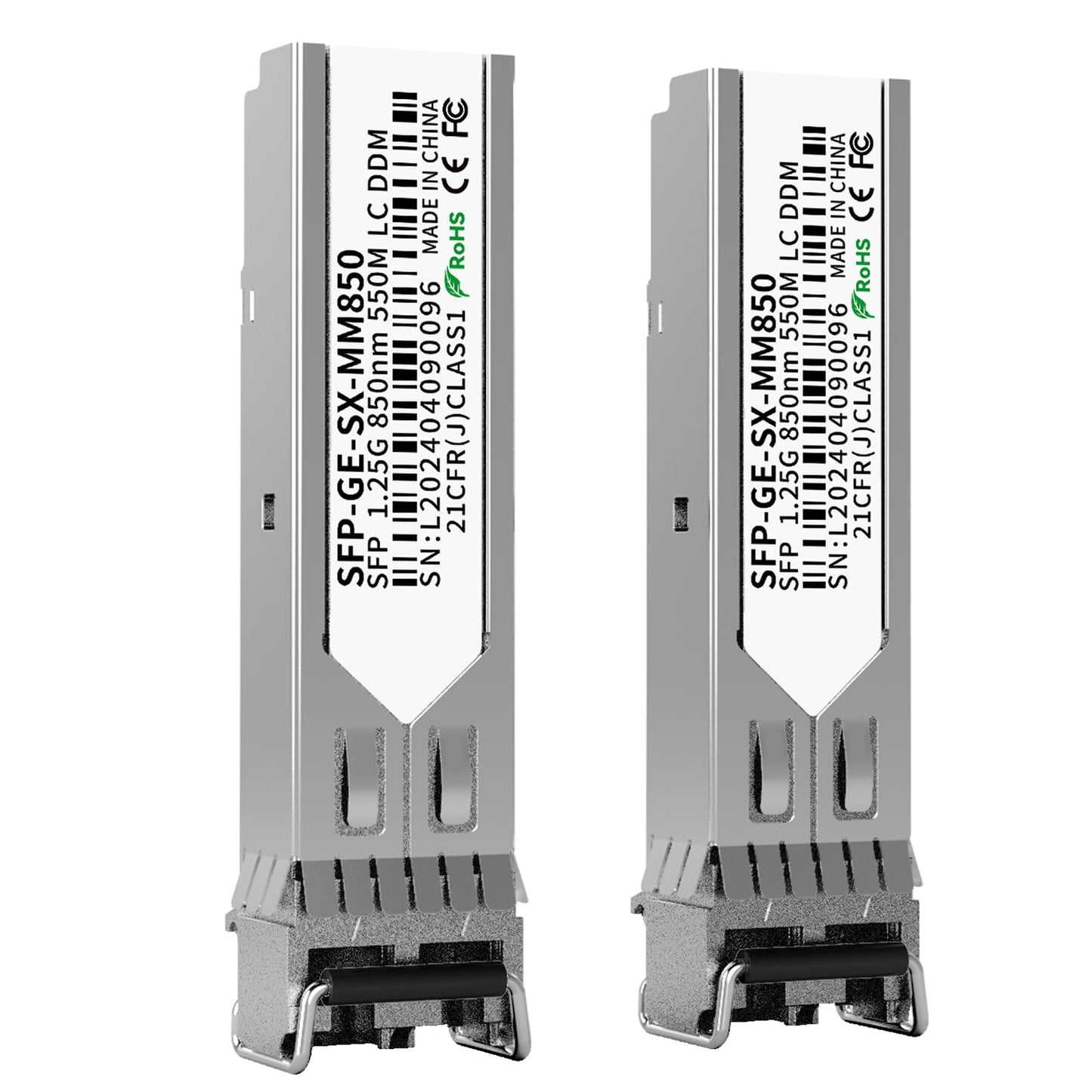 2Pack 1.25G SFP Module 1000Base-SX Multimode LC Transceiver, 850nm MMF, 550m Range - Compatible with Cisco SFP-GE-S, Meraki MA-SFP-1GB-SX, Ubiquiti