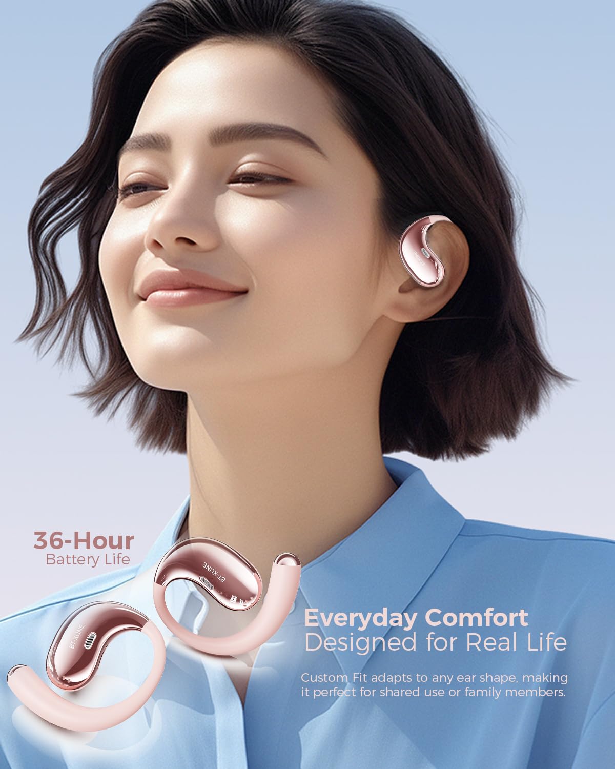 BEVCEFCC Open Ear Bluetooth Headphones, Bluetooth 6.0, Open Ear Earbuds, 36H Playtime, Flex EarHook for Sports, Running, Workouts - Comfortable…