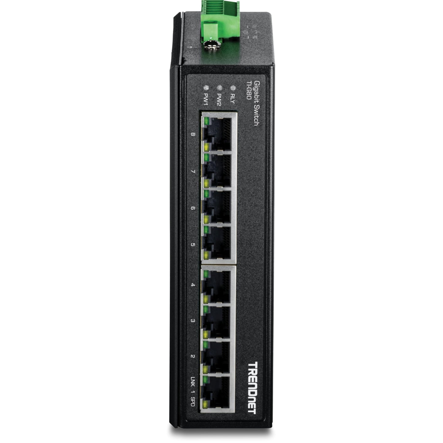 TRENDnet 8-Port Industrial Gigabit Ethernet DIN-Rail Switch, TI G80, 8 x Gigabit Ethernet Ports, IP50 Rated, 16Gbps Switching Capacity, NDAA TAA