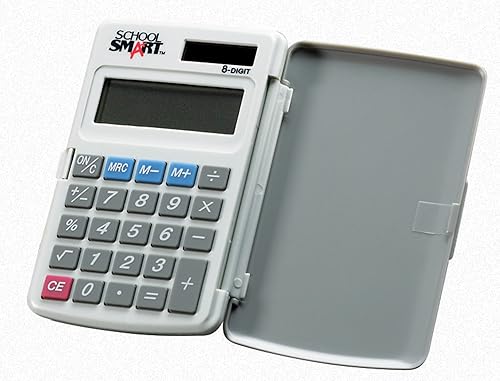 School Smart 8-Digit LCD Dual Power Pocket Calculator, 2-7/8 x 3/8 x 4-5/8 Inches