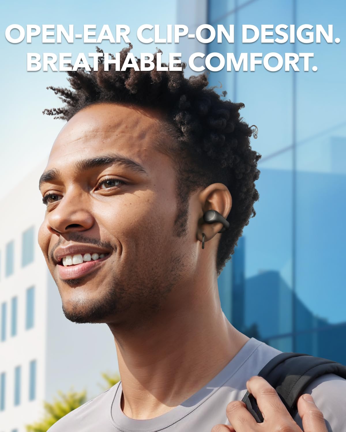 Soundcore C40i by Anker, Open-Ear Earbuds, Clip-On Headphones, Flexible Joint Design, Button Controls, Lightweight Comfort, Stable Fit with Attachable