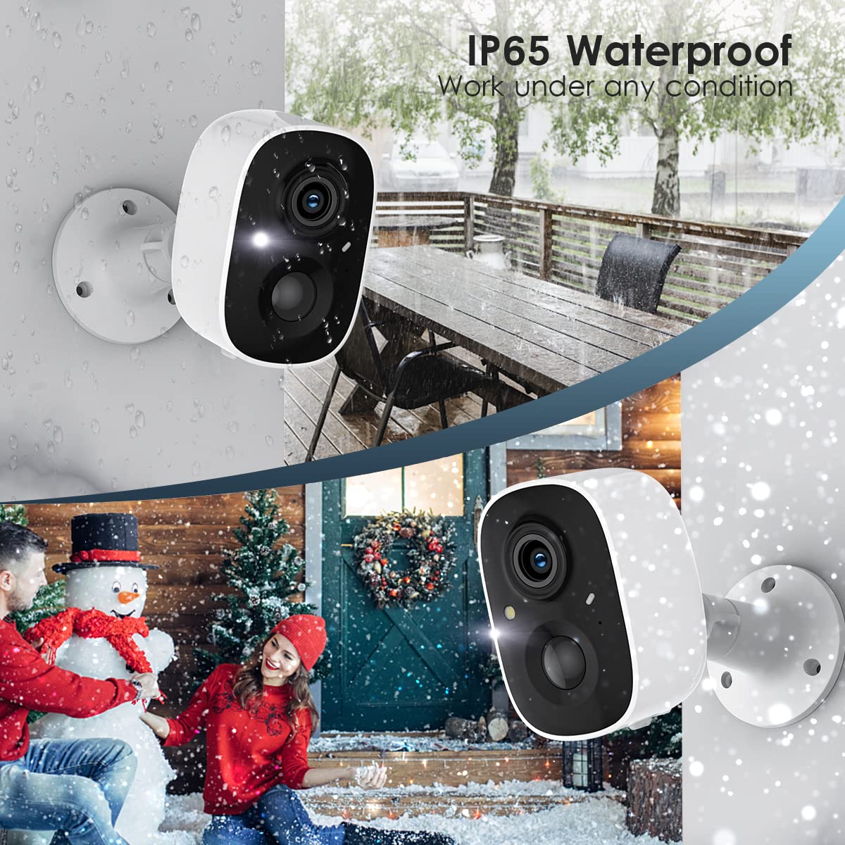 Security Camera Wireless Outdoor, Outdoor Camera Wireless 2-Way Talk Battery Powered Wi-Fi Cameras for Outside and Indoor 2K Night Vision AI Motion
