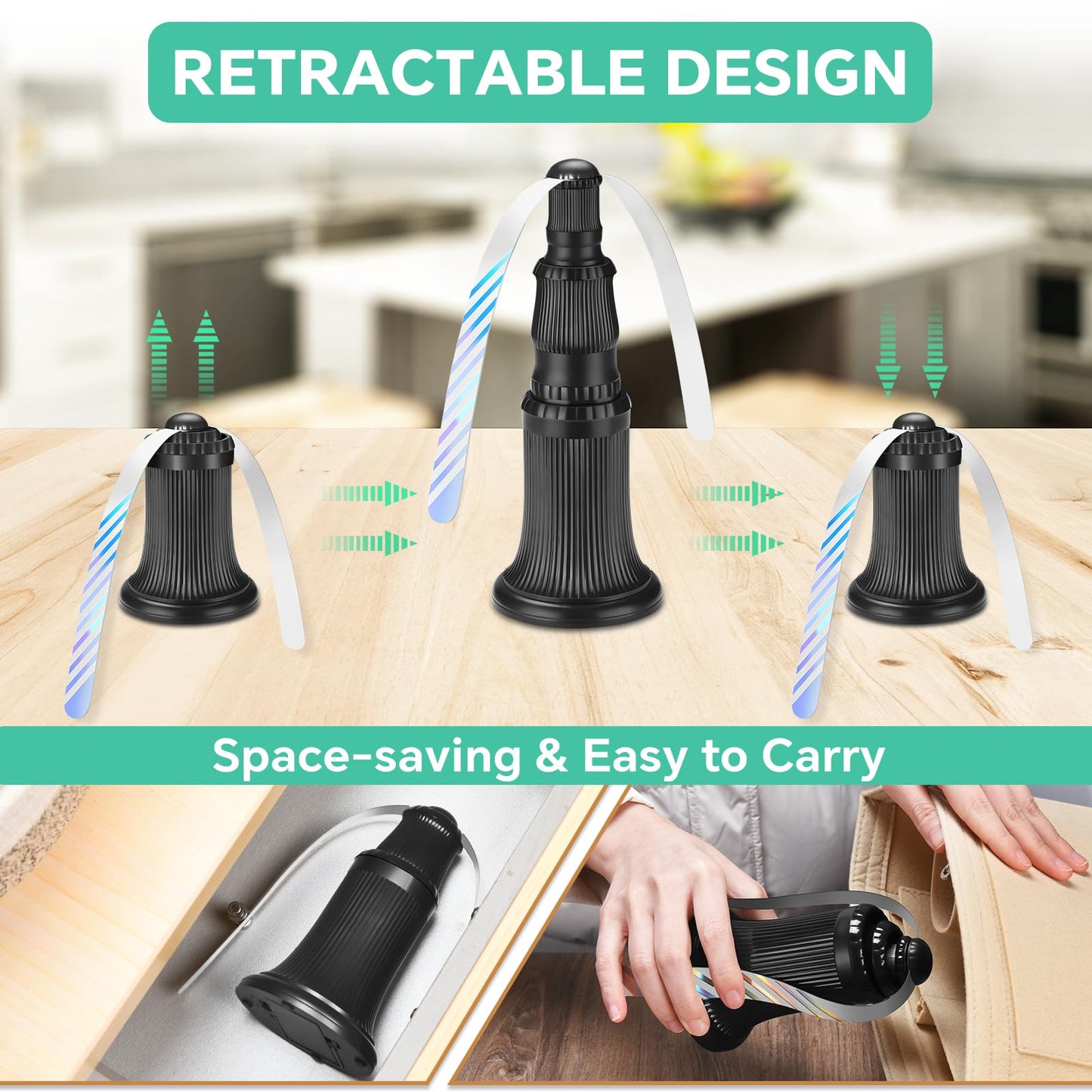 Fly Fans for Tables, Fly Fan Outdoor Indoor Keep Flies Away, Table Top Spinner with Holographic Blades, Flies Deterrent for Picnic, Restaurant, Party