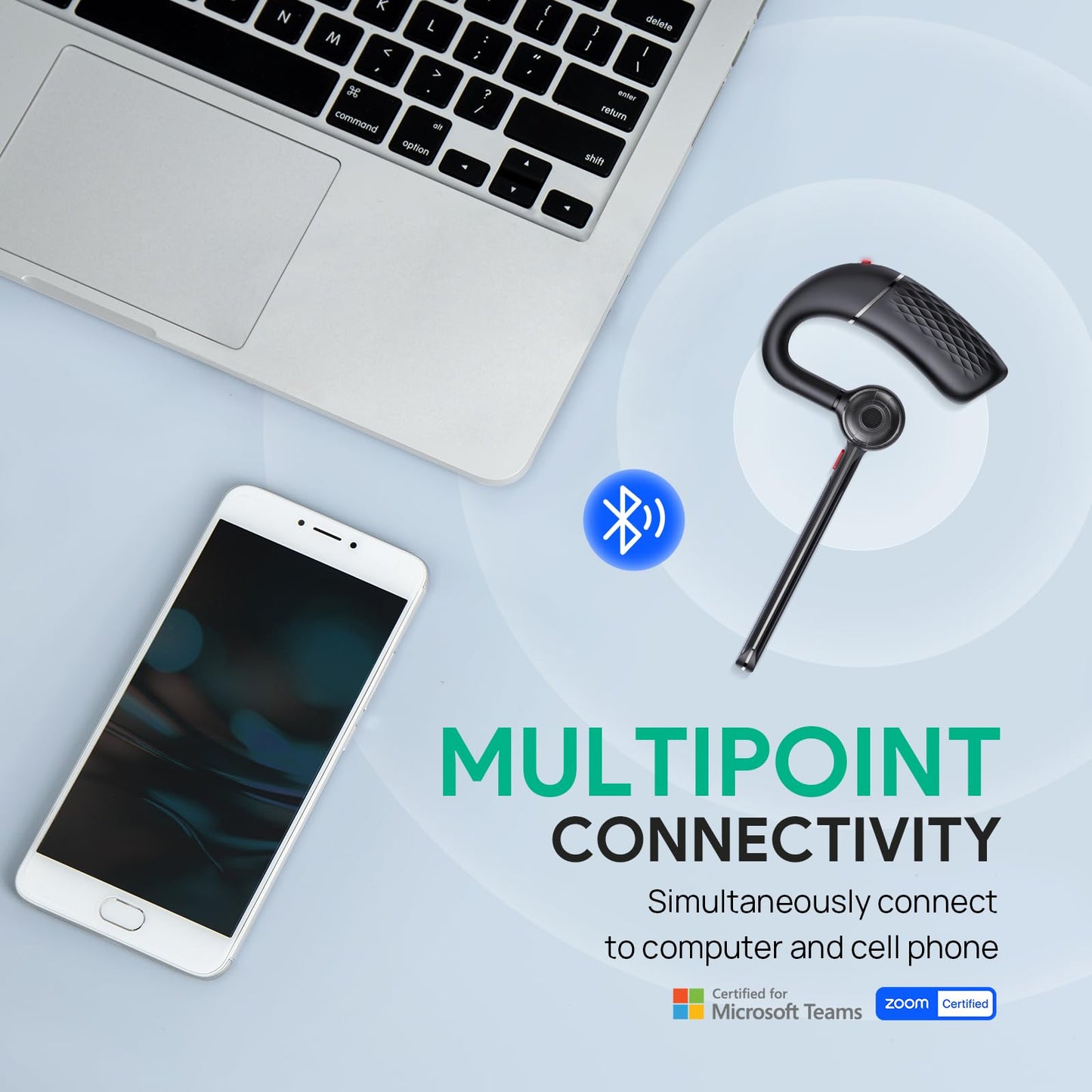 Yealink Bluetooth Headset BH71 Lite,Wireless Bluetooth Earpiece for Cell Phone?Single Ear Headset with Noise Canceling Mic