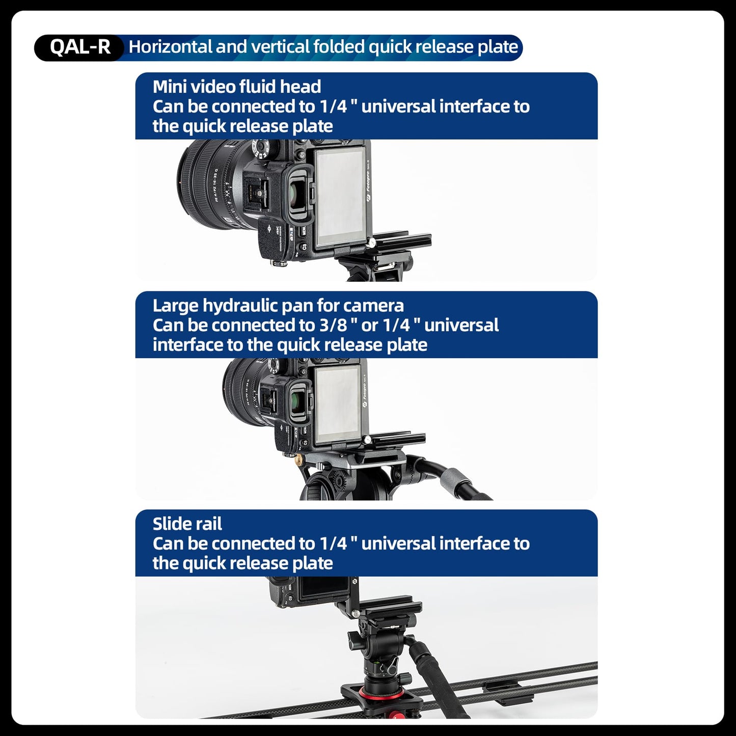 Fotopro DSLR Camera L Bracket Vertical Horizontal Switching Foldable Tripod Quick Release Plate for DSLR Camera Fluid Heads Stabilizer Tripod Monopod