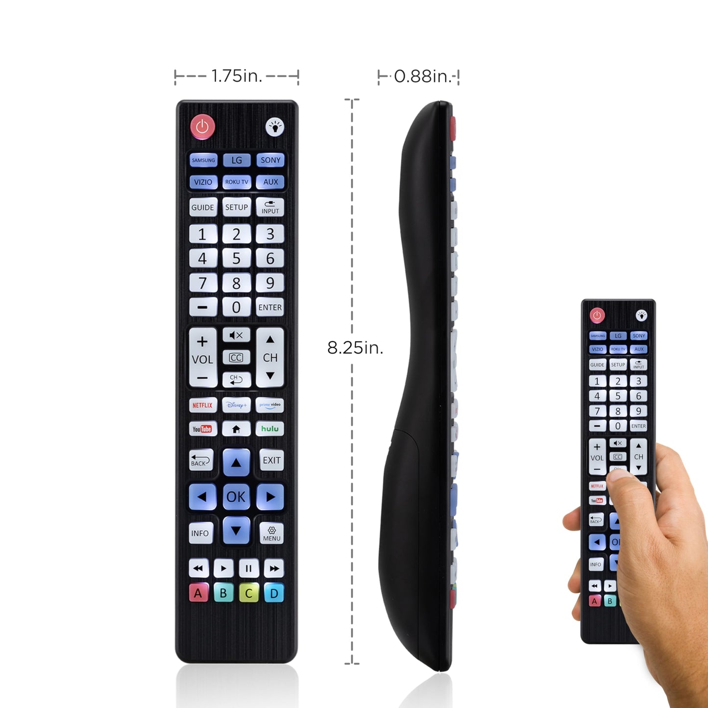 UltraPro Backlit OneTouch Universal Remote Control, Replacement TV Remote for Samsung, LG TV Remote, Vizio, Sony, Roku and More, Easiest Setup Ever