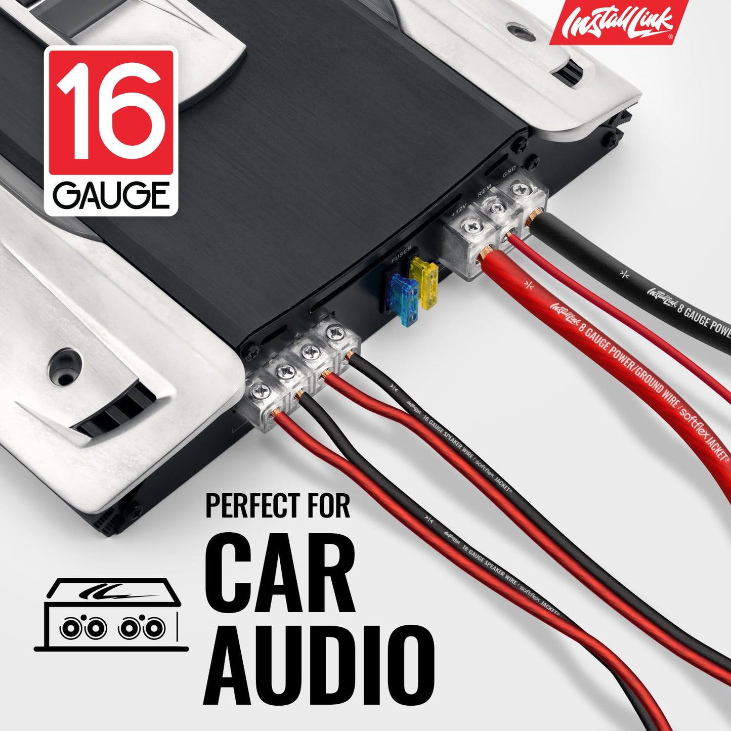 16 AWG Gauge Speaker Wire Cable Stereo, Car or Home Theater, CCA (100 Feet) by Install Link