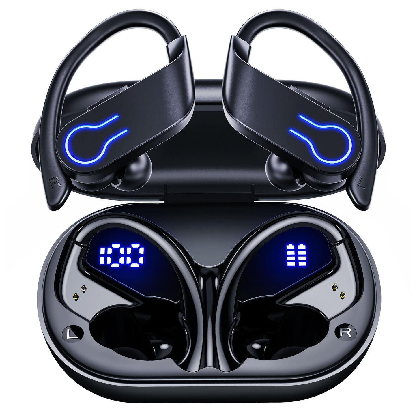 CoolJumper Wireless Bluetooth Earbuds 120H Playtime Bluetooth 5.3 Ear Buds for Sports, Hi-fi Stereo Earphones with LED Display Charging Case