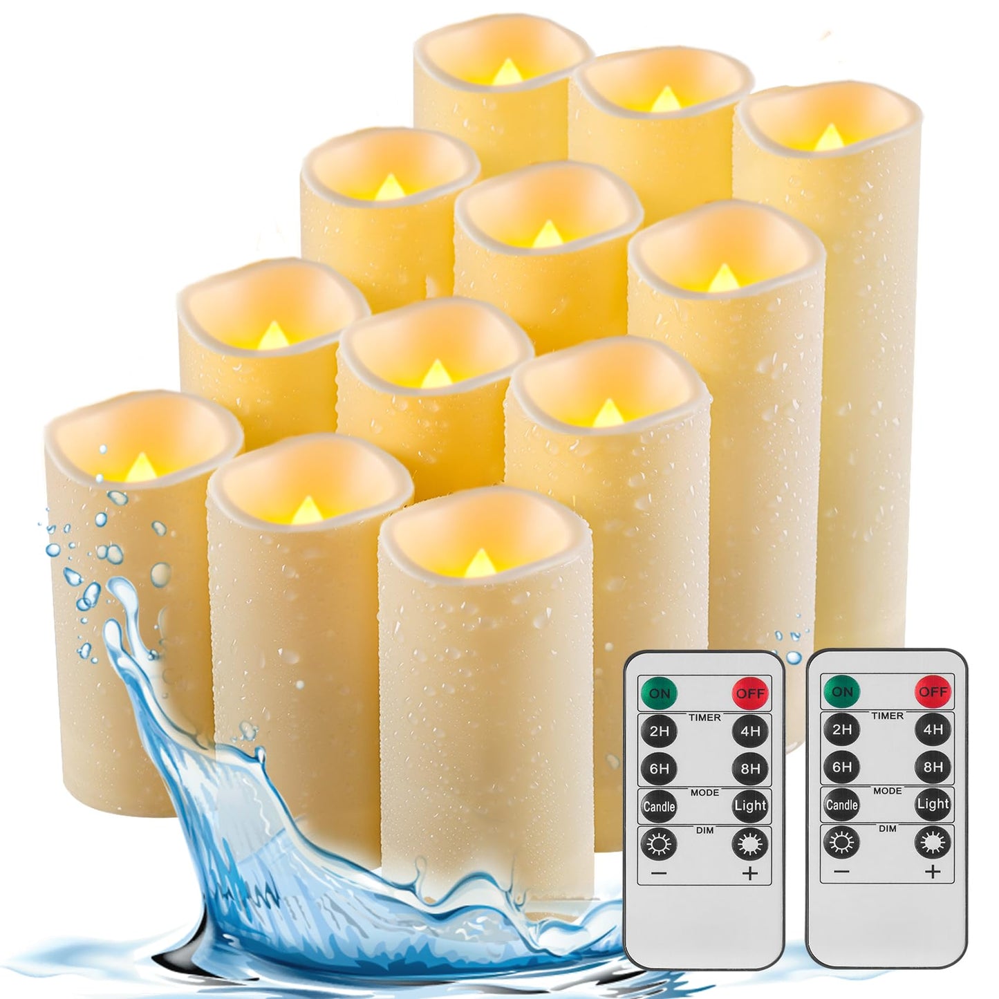 Fanzir Outdoor Waterproof LED Candle Lamp with Remote Control Indoor Bedside Lamp Battery Candle, The Night Light is Dimmable Candle 12pcs It is