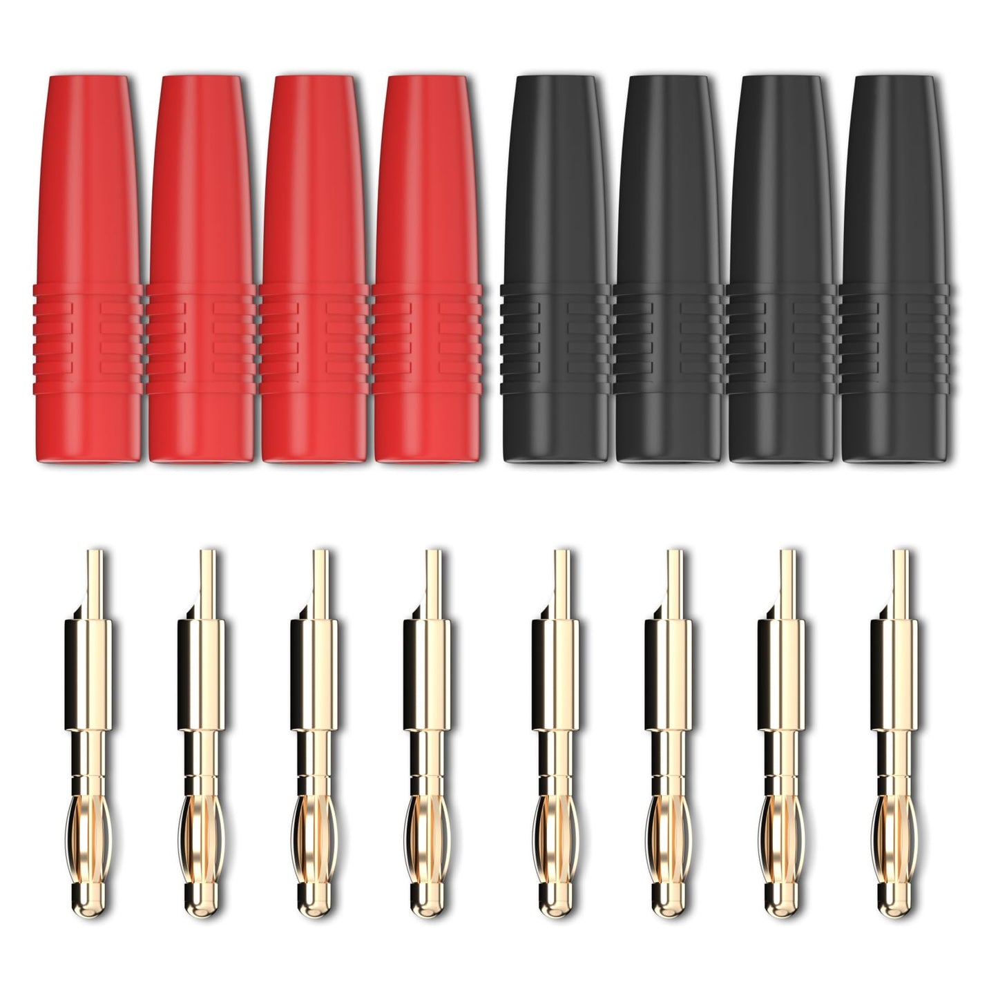 Goupchn 4mm Banana Plug Male Connector Gold Plated Solder Type Adapter 8PCS for DIY Electrical Testing