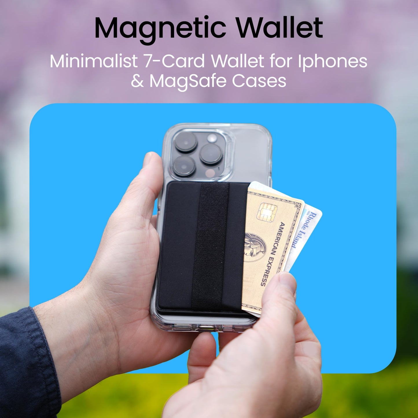 AquaVault Magnetic Wallet: iPhone Magsafe Wallet for 7 Cards & Cash - Ultra-Strong Magnet for iPhone 12-16 & Phones with Magnetic Plate - Built-in