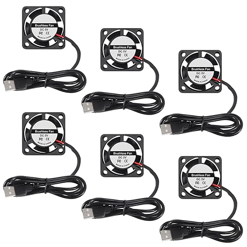 AITIAO 6PCS USB Brushless Cooling Fan 2510 DC 5V USB Fan 3D Printer Micro Fans Brushless Cooling 25mmx10mm