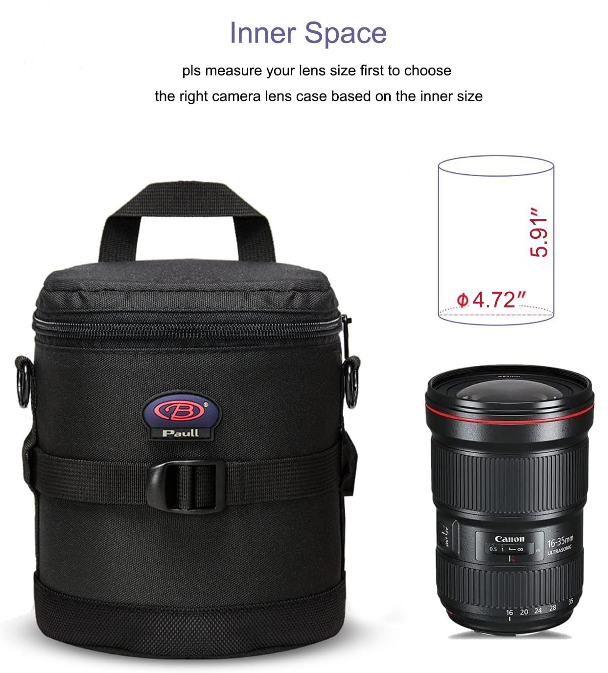 BPAULL Camera Lens Case DSLR Camera Lens Bag Fits for Canon Nikon Pentax Sony Olympus Panasonic and Other Camera Lens