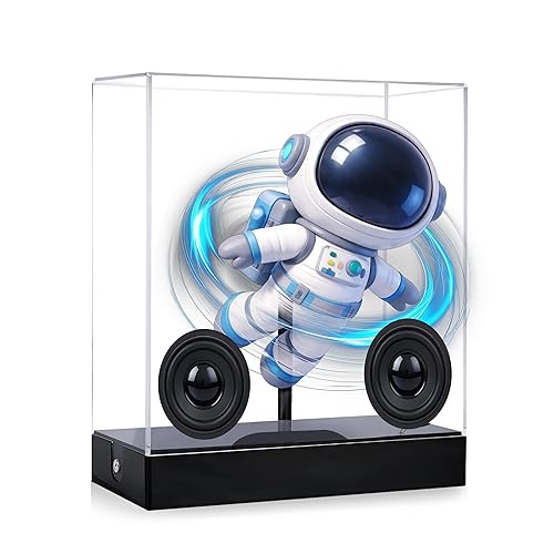CAMINI 10" 3D Hologram Fan with Rechargeable Battery, Enclosed Safety Design Portable Holographic Fan with Bluetooth 5.3 Speaker, 3D LED Display
